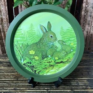 Vintage Bunny Tray - Tin Plate - Bunny Plateau 13"